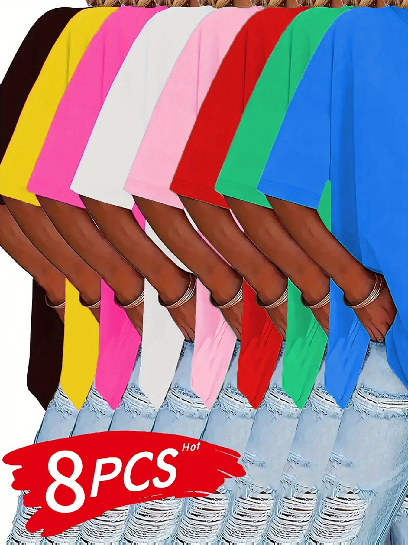 Women's Plus Size Summer Short Sleeve T-Shirts Breathable Cotton Multipack