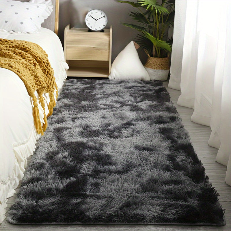 Soft Black Tie-Dye Area Rug for Living Room and Bedroom Non-Slip Stain-Resistant