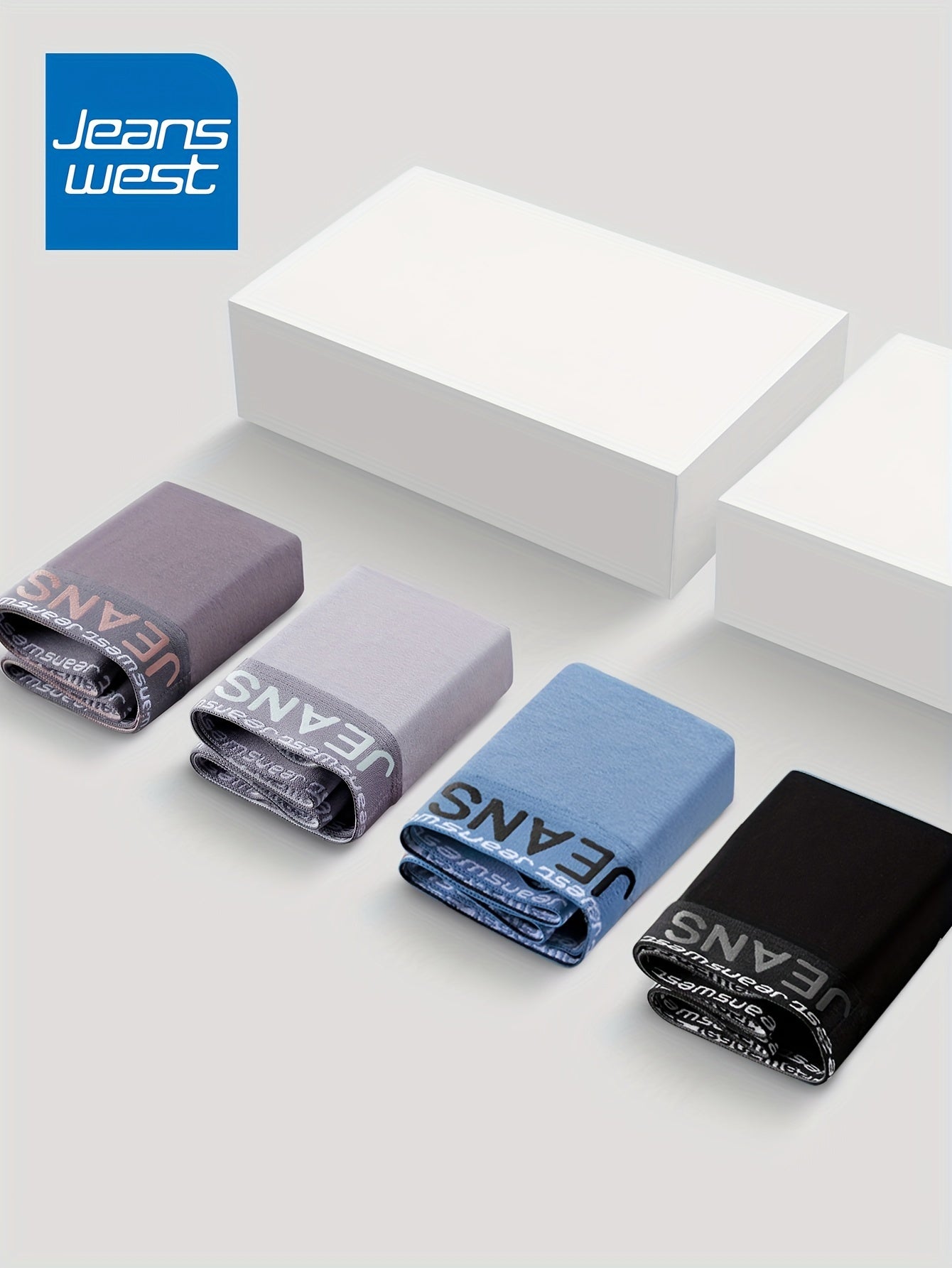 Men's Cotton Boxer Briefs 4 Pack Breathable Stretch Jacquard Waistband