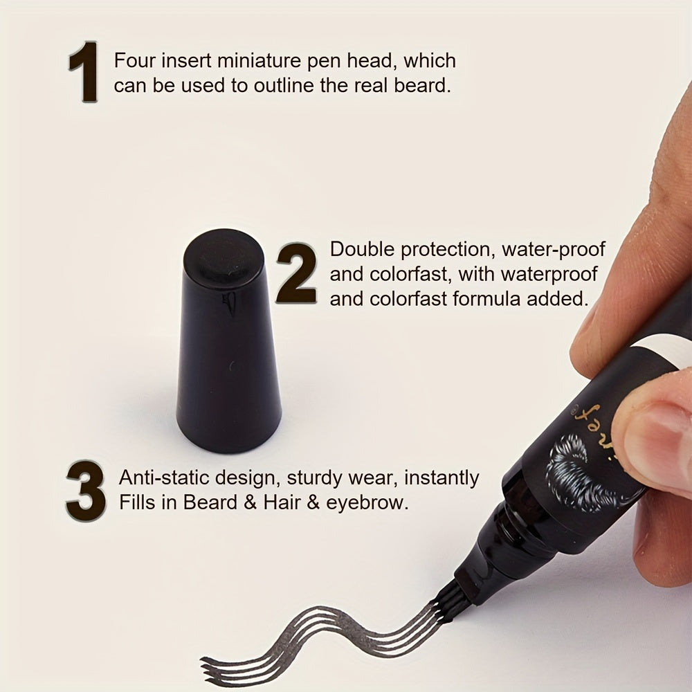 Men Beard Filler Pen Kit with Brush Natural Finish Long-Lasting Fragrance-Free