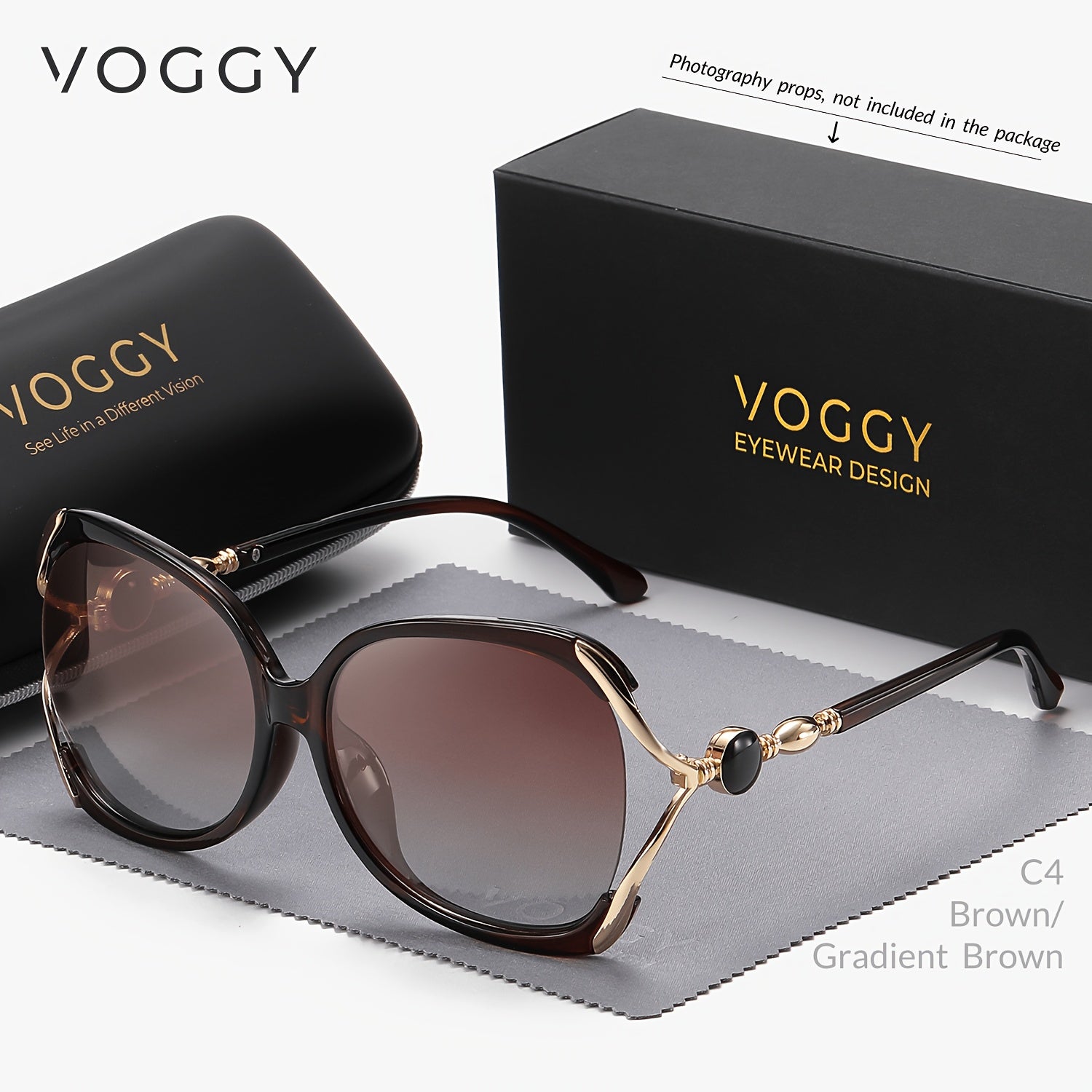 Retro Polarized Oversized Sunglasses for Men and Women Black Frame with Gold Accents UV400
