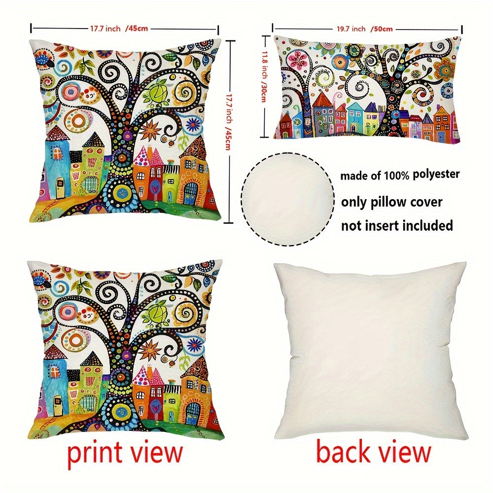 Подушка для дивана "Причудливое дерево", 1 шт., традиционный стиль, застежка-молния, только ручная стирка, ткань из полиэстера, декоративная подушка для разных комнат, доступные размеры: 29,97 см * 50,04 см, 44,96 см * 44,96 см - без наполнителя