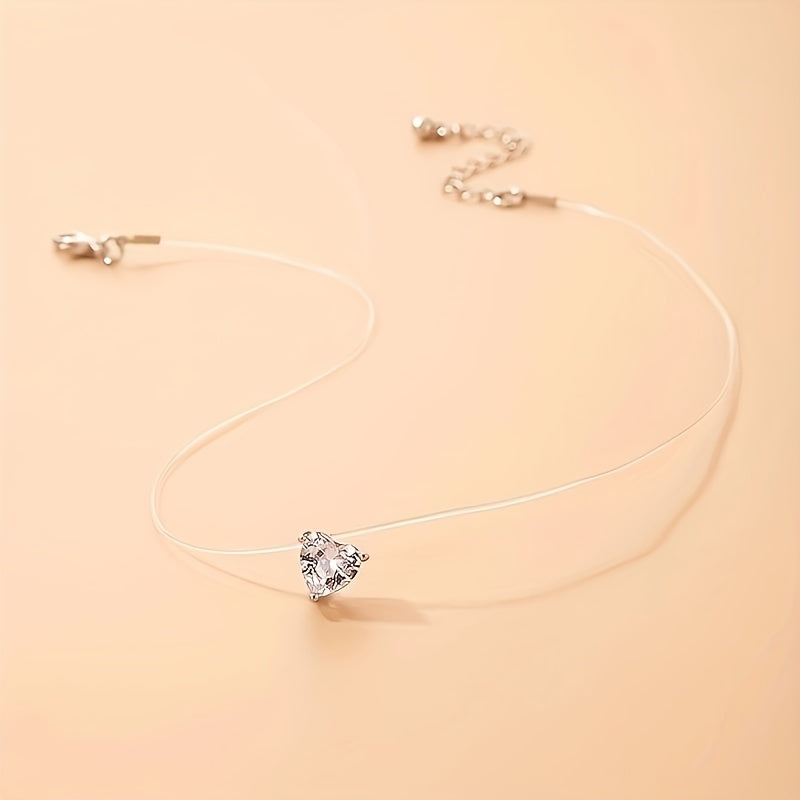 Женское ожерелье-подвеска с имитацией в форме сердца и прозрачной цепочкой из рыболовной лески