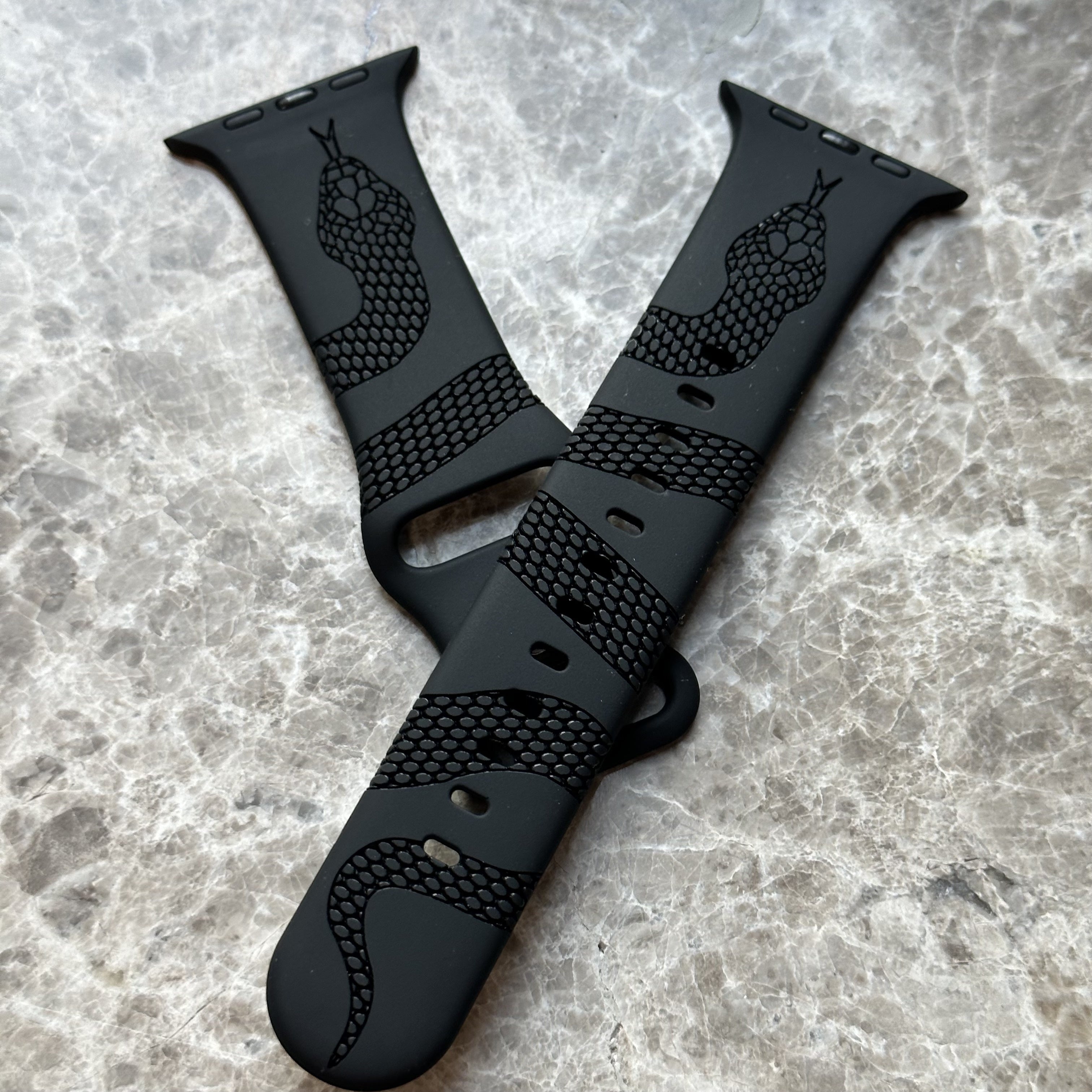 Engraved Snake Silicone Watch Band for Apple Watch All Series Durable Comfortable Strap