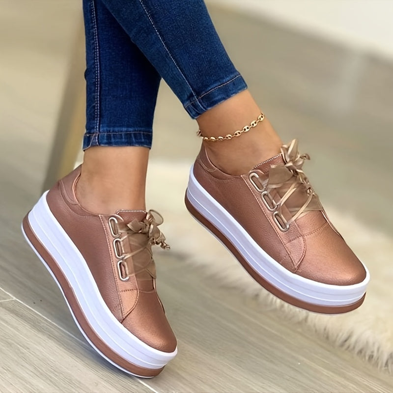 Women's Casual Sneakers Solid Color Lightweight Walking Shoes