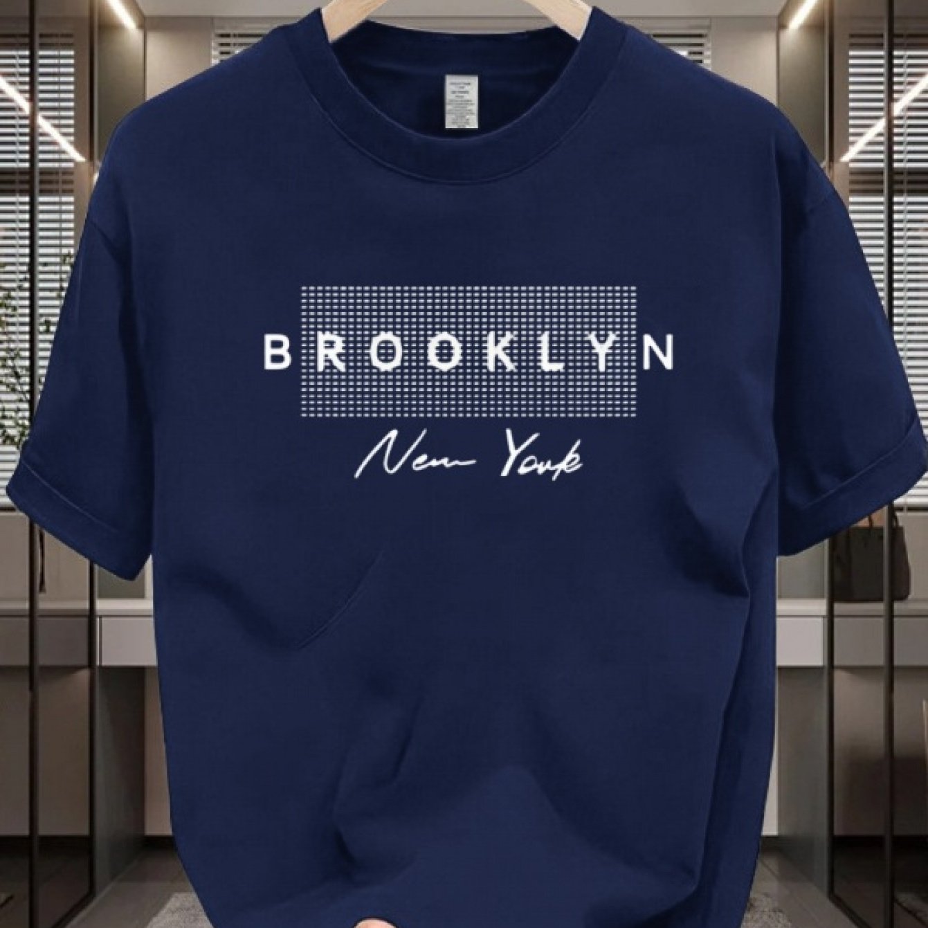 Men's Cotton T-Shirt with Brooklyn NYC Graphic Crew Neck Short Sleeve Casual All-Season