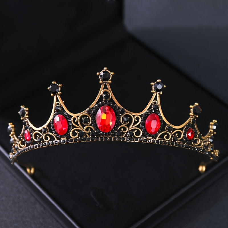 Red Crystal Tiaras for Women Prom Bridal Rhinestone Wedding Hair Accessories Crown