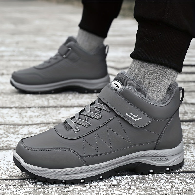 Men's Short Winter Snow Boots Rubber Sole Fabric Upper Casual Hiking Solid Color