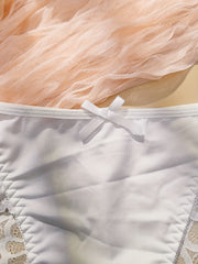 Women's Plus Size Lace Trim No Show Briefs with Bow Decor 3 Pack