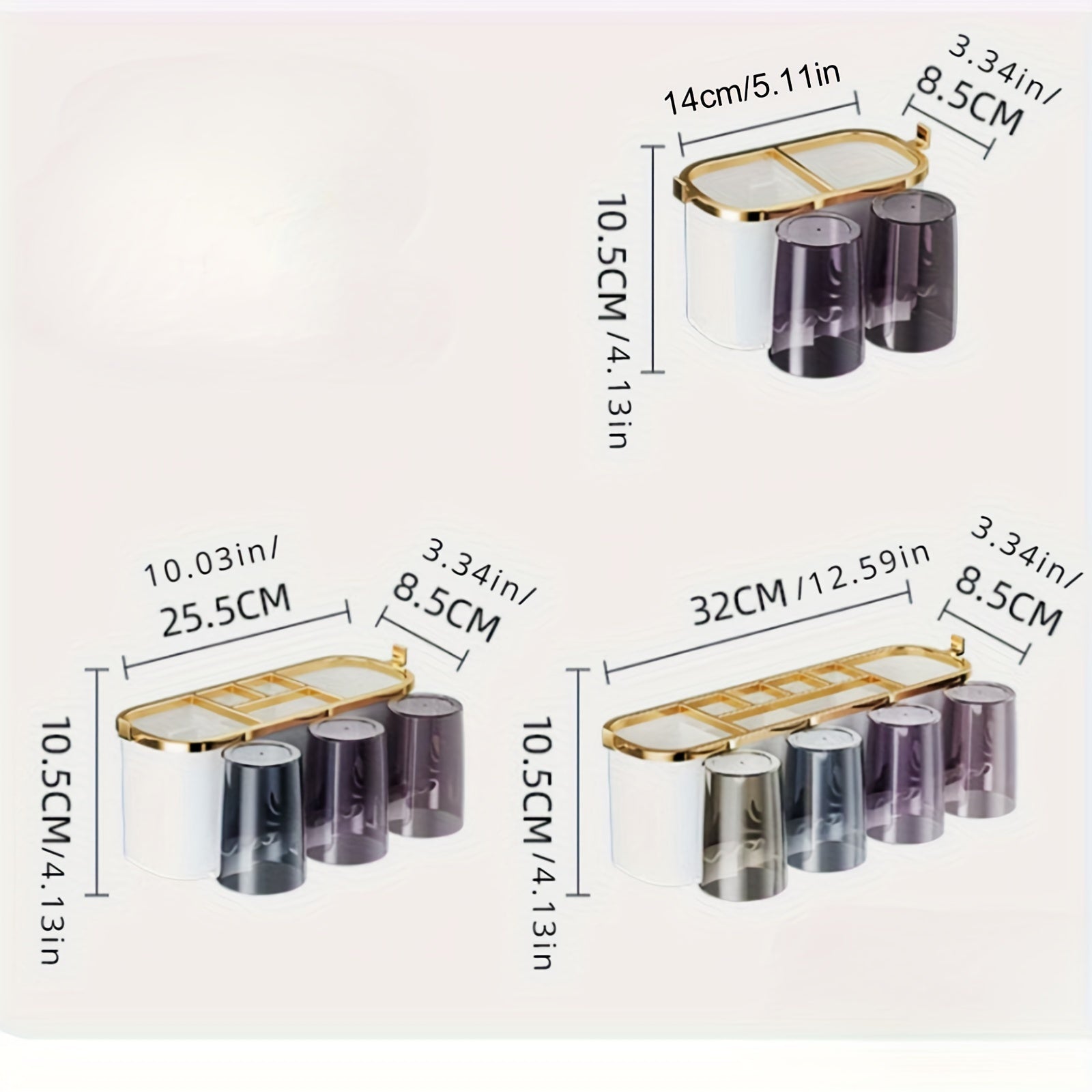 Wall-Mounted Plastic Toothbrush Holder with Rinse Tumbler Set Self-Adhesive Family Pack for Electric Toothbrushes