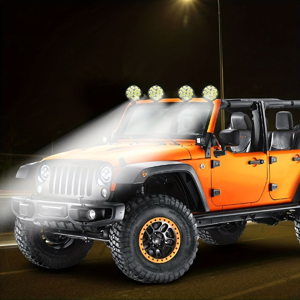 Pack de 2 barras de luz de trabajo redondas de 14 LED para camiones todoterreno, UTVs y barcos