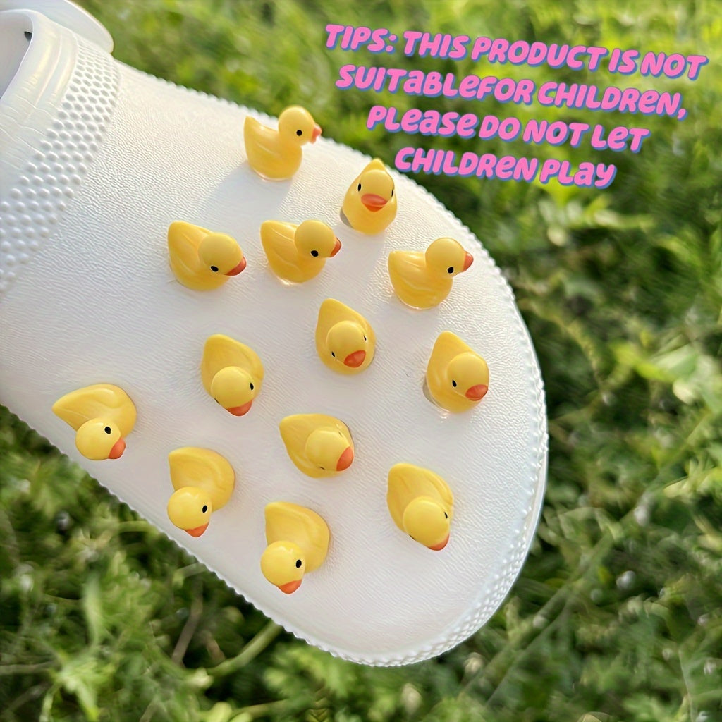12/26pcs Cute 3D Animal Yellow Duck Shoe Charms Garden Shoe Decorations