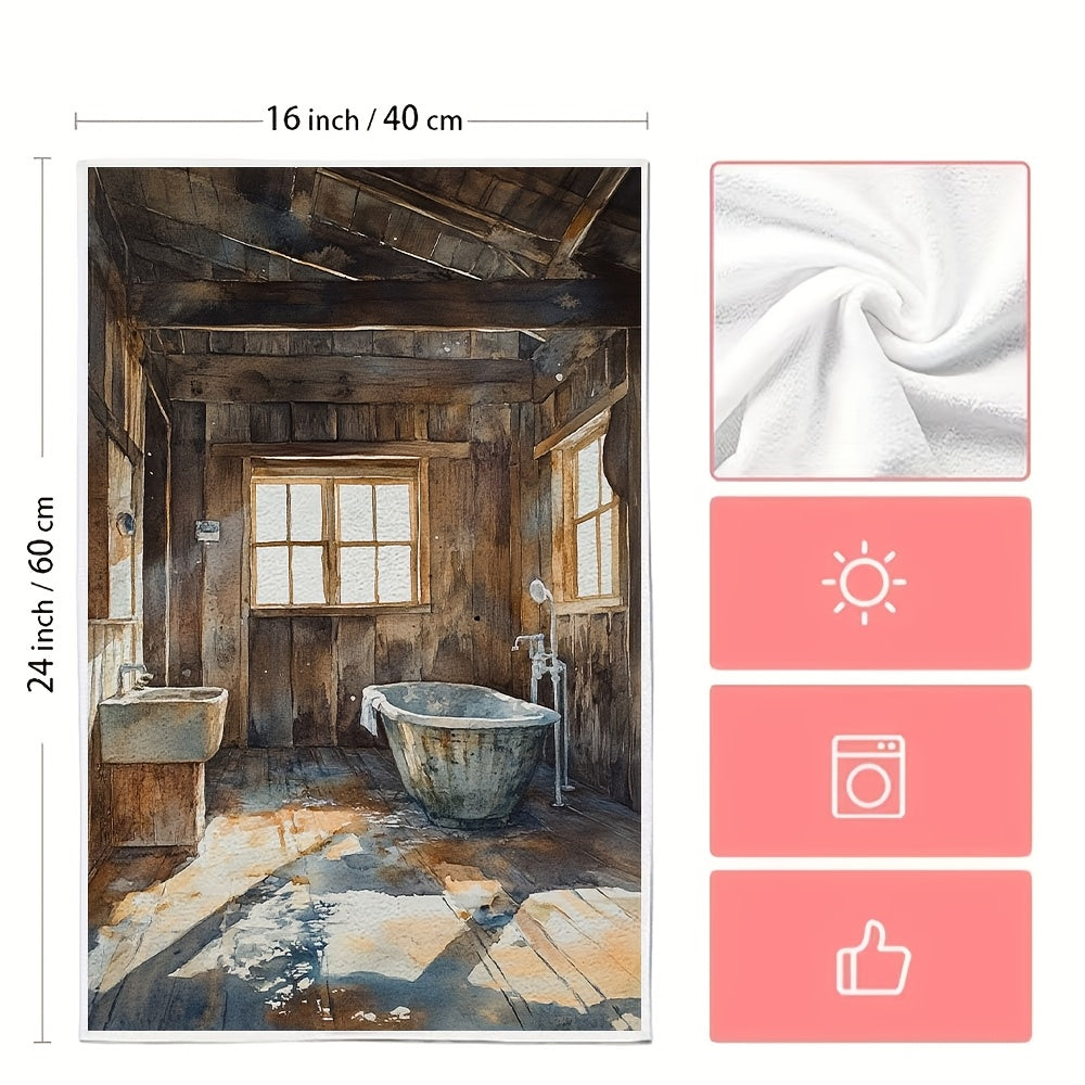 Set of 2 Coastal Charm Kitchen Towels, Soft Absorbent Polyester, 40x60 cm