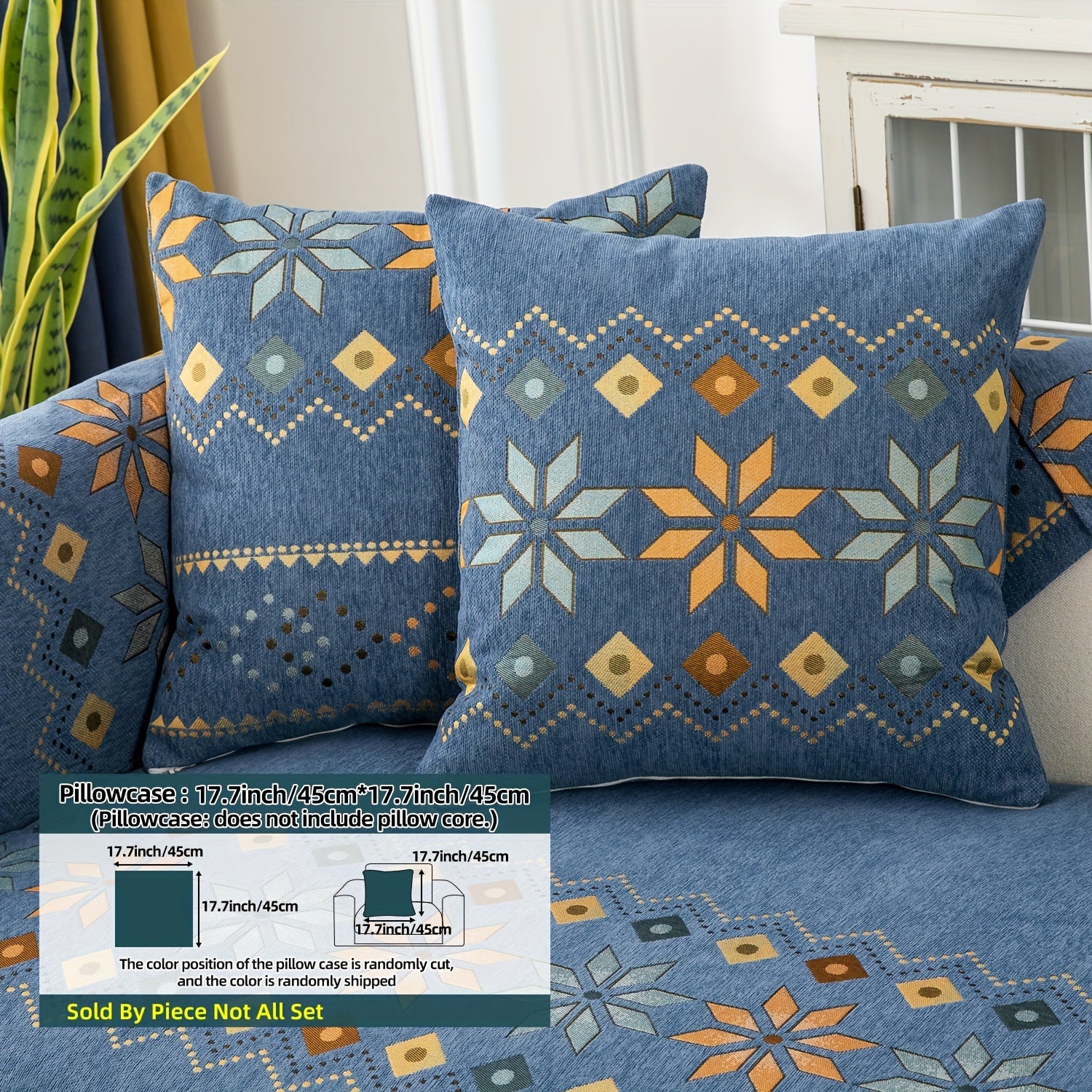 Bohemian Chenille Sofa Slipcover with Geometric and Floral Patterns for All-Season Use