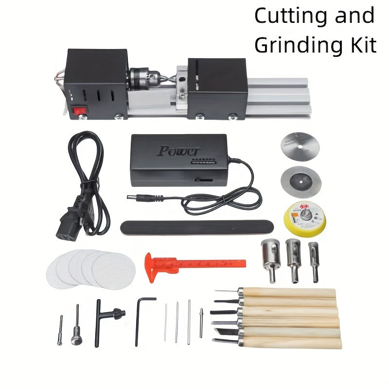 Mini DIY Woodworking Lathe Set for Grinding Polishing and Cutting 110-240V