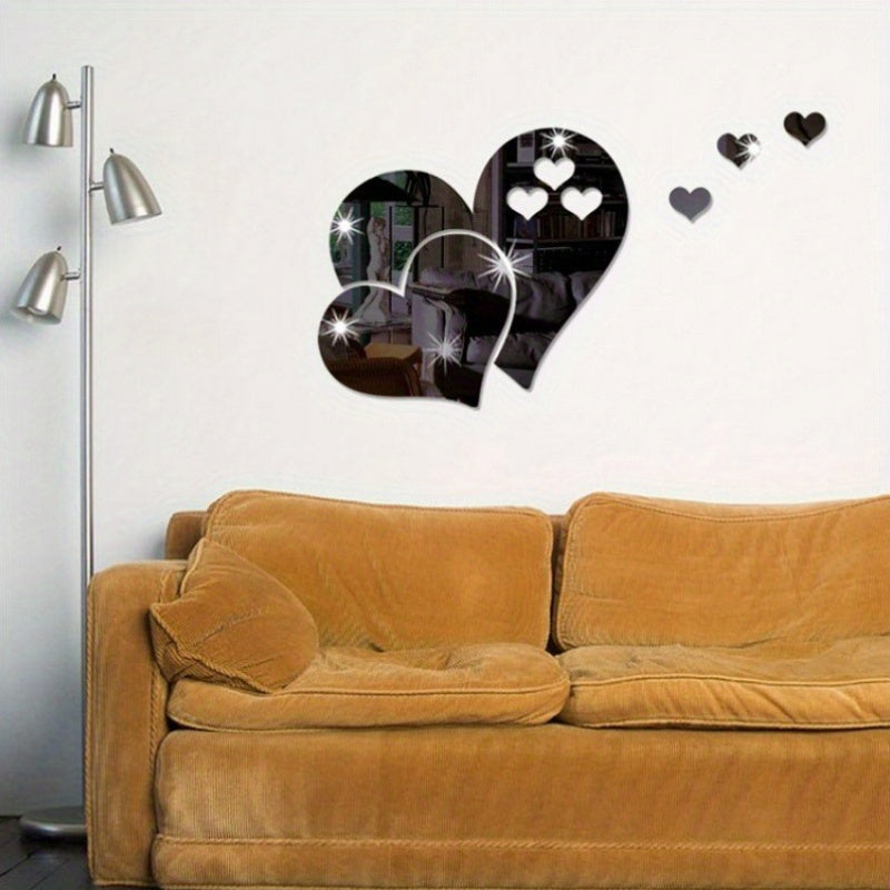 3D Love Wall Mirror Sticker for Home Decor Modern Art Decorative Wall Decal