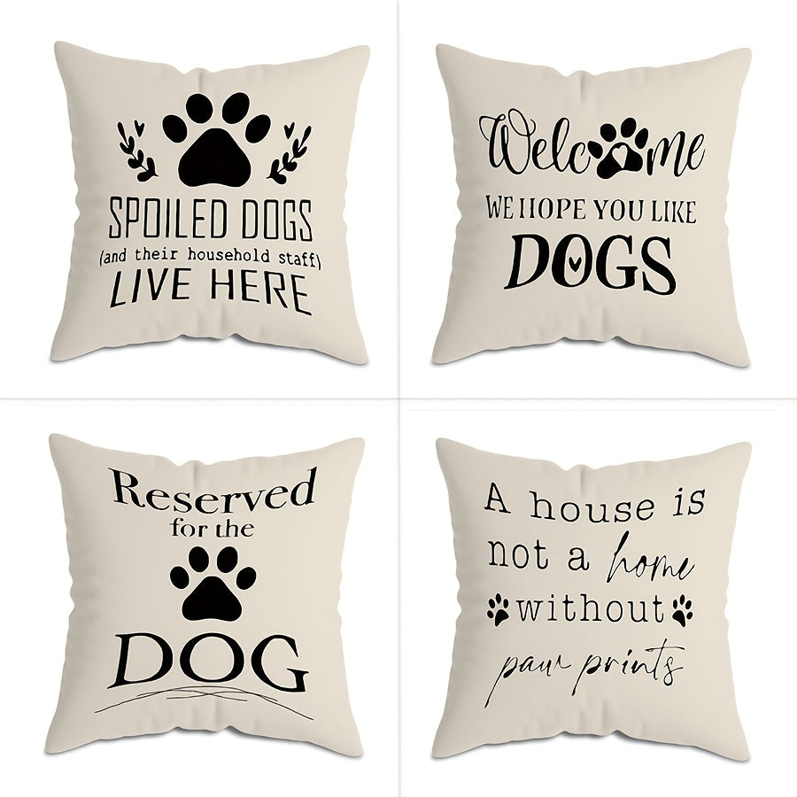 Dog Lover Throw Pillow Cover 44 Inch Soft Polyester Pet Quote and Paw Print Design