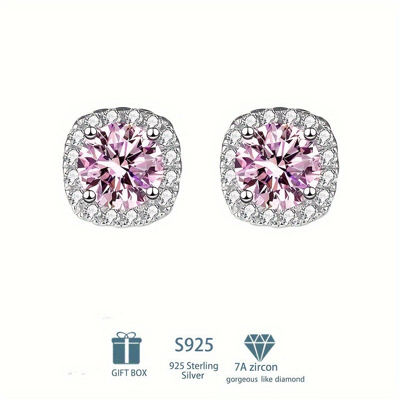 Pendientes de plata de ley estilo bohemio con moissanita en forma de cuadrado para mujer