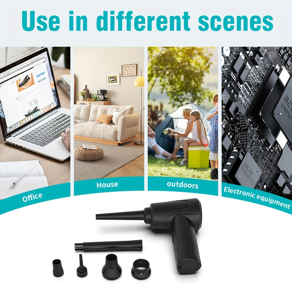 Rechargeable Cordless Air Duster and Vacuum Cleaner Multi Nozzles Black