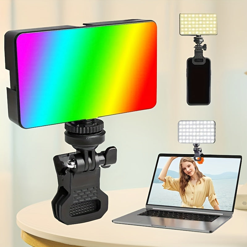 140 LED Selfie Ring Light with 3 Adjustable RGB Modes Rechargeable USB Black