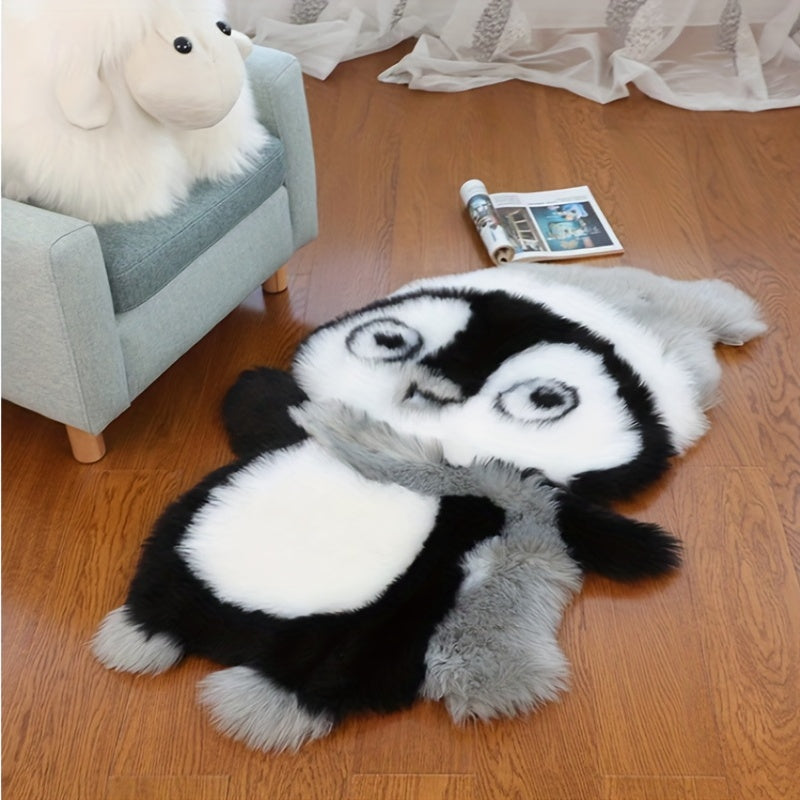 Fluffy Penguin Rug 2x3 Feet Shaggy Faux Fur Non-Shedding Bedroom Living Room Decor