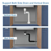 Sink Drain Kit with Leakproof Clog-Free Odor-Resistant Plastic Pipes and Overflow Prevention