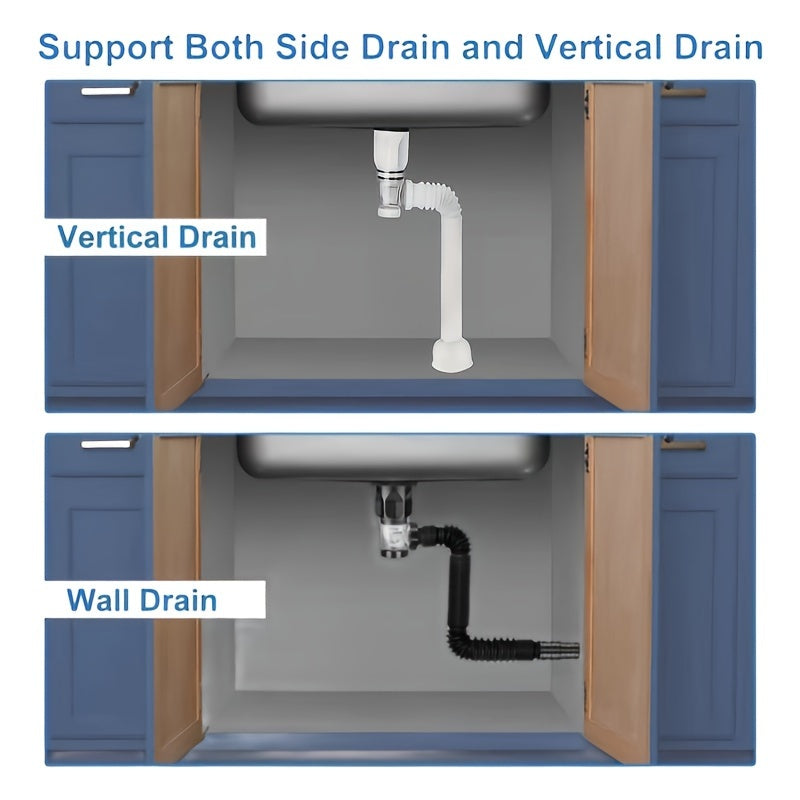 Sink Drain Kit with Leakproof Clog-Free Odor-Resistant Plastic Pipes and Overflow Prevention