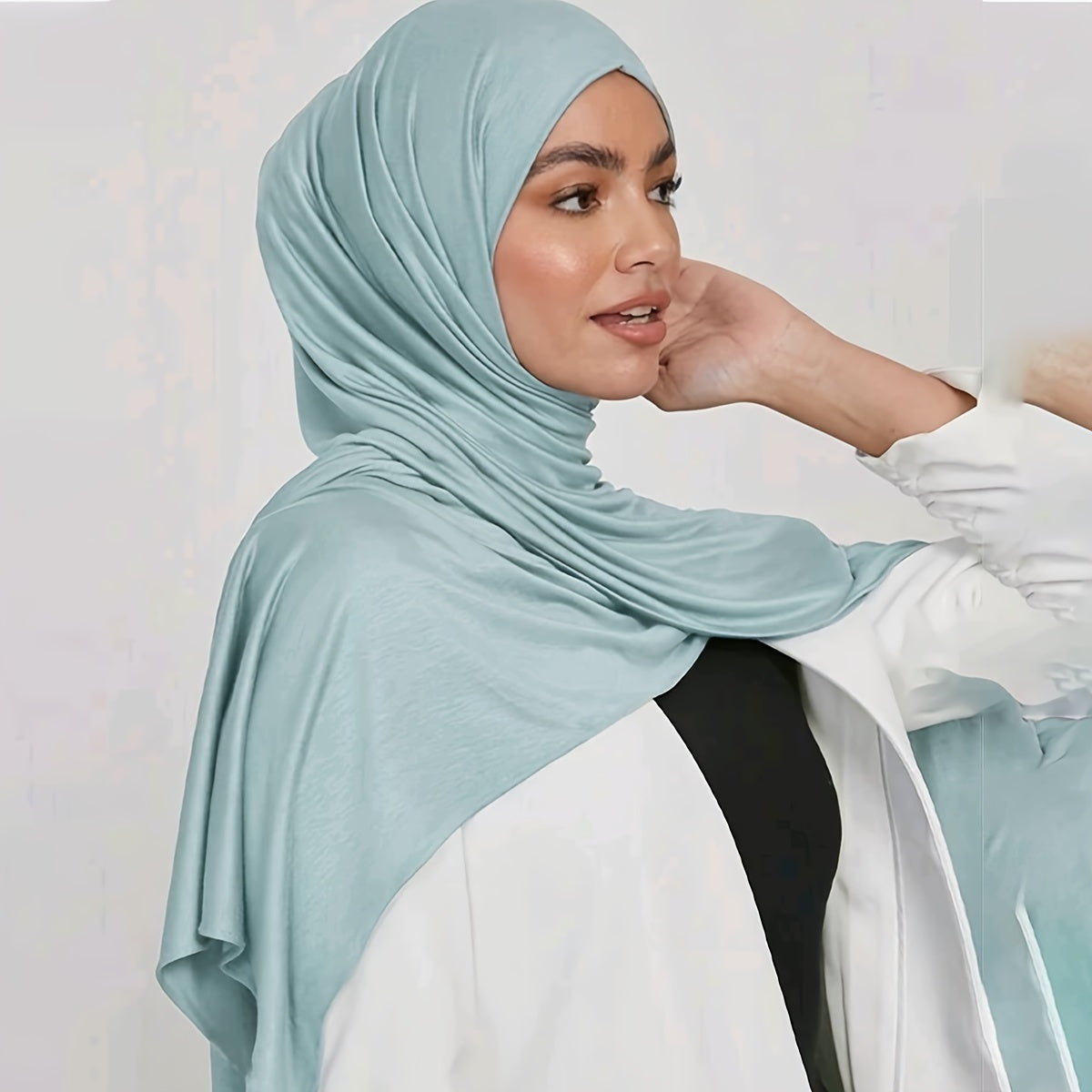 Windproof Sunscreen Shawl for Women Soft Breathable Muslim Hijab Solid Color