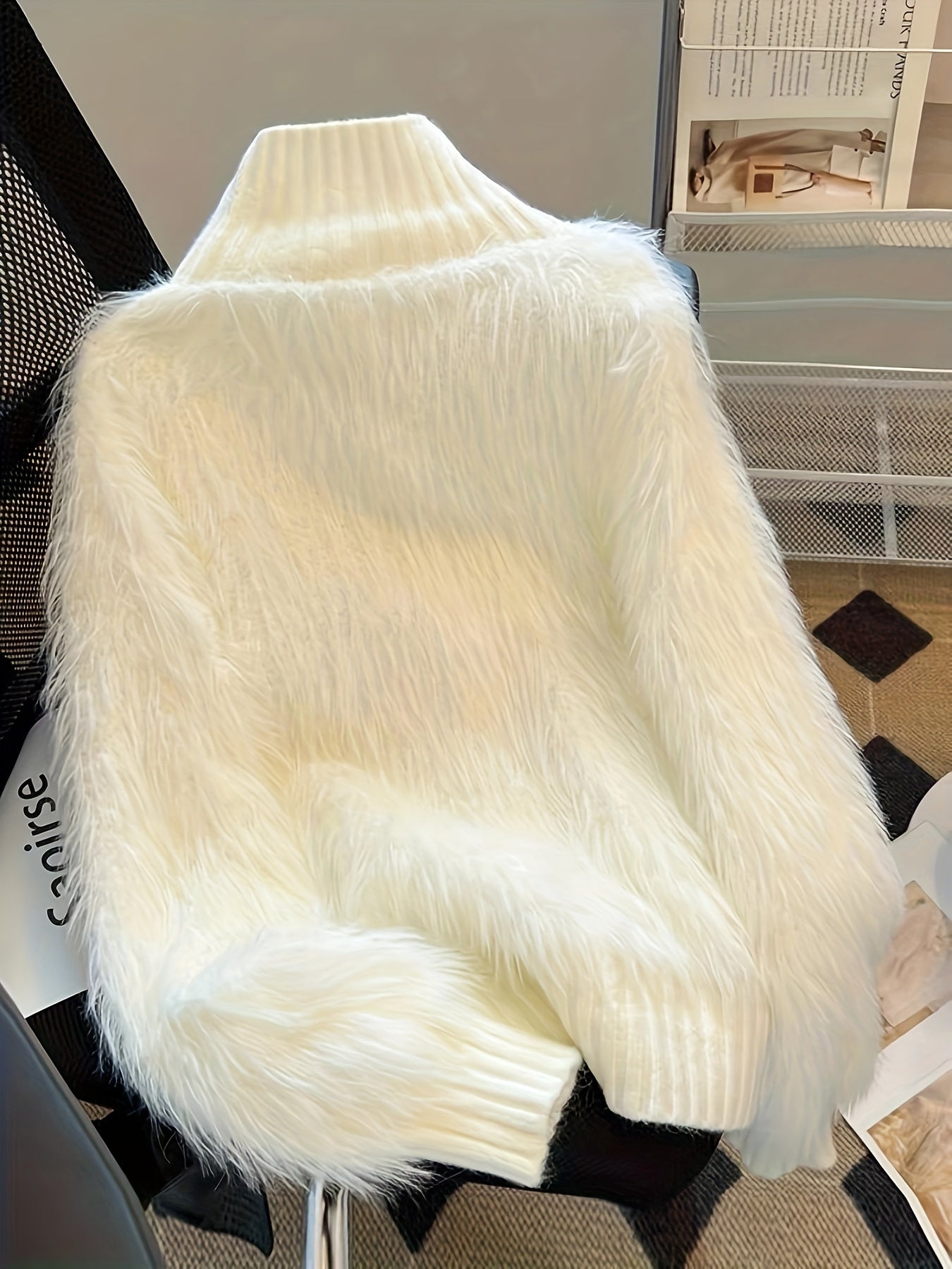 Plus Size Fuzzy Button Front Cardigan Long Sleeve Women