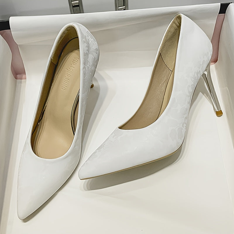 Women's Floral Vintage Pumps Shallow Slip On Elegant Point Toe Dress Shoes