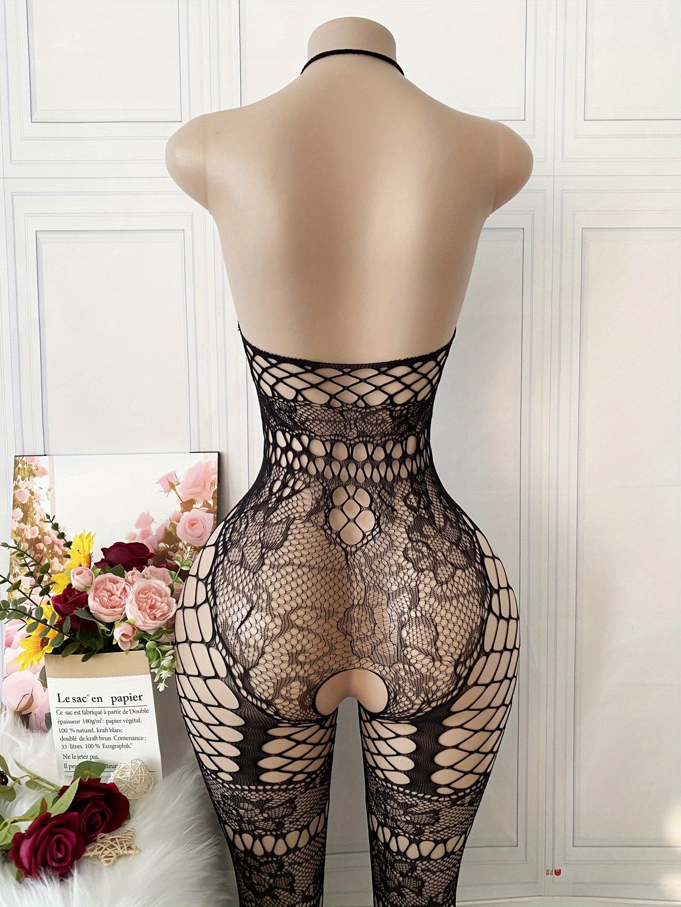 Ayollar uchun Fishnet Bodysuit shaffof tarmoq libosi, qismisiz, sexy kechki kiyim
