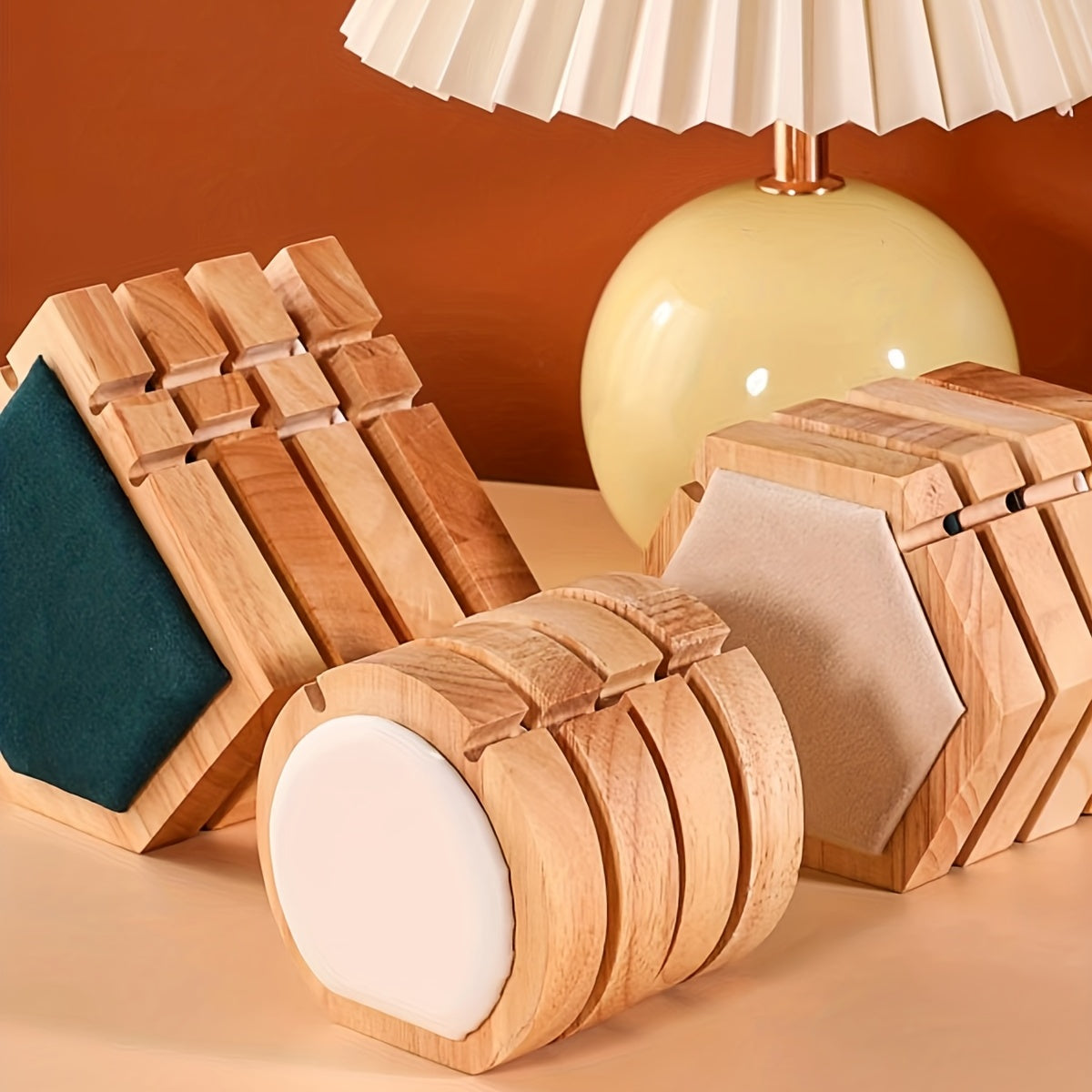 Деревянная подставка для украшений для кулонов, круглая и многоугольная форма