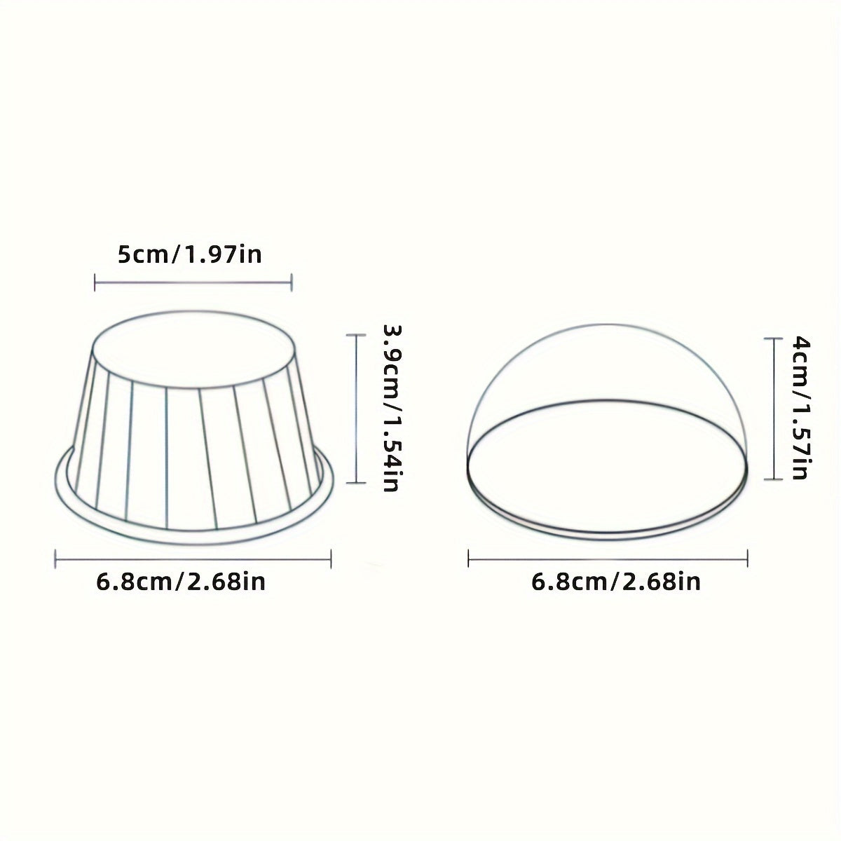 50 ta yaltiroq, bir foydalanish uchun mo'ljallangan kekchilik qobig'i, issiqlikka chidamli muffin pishirish asboblari