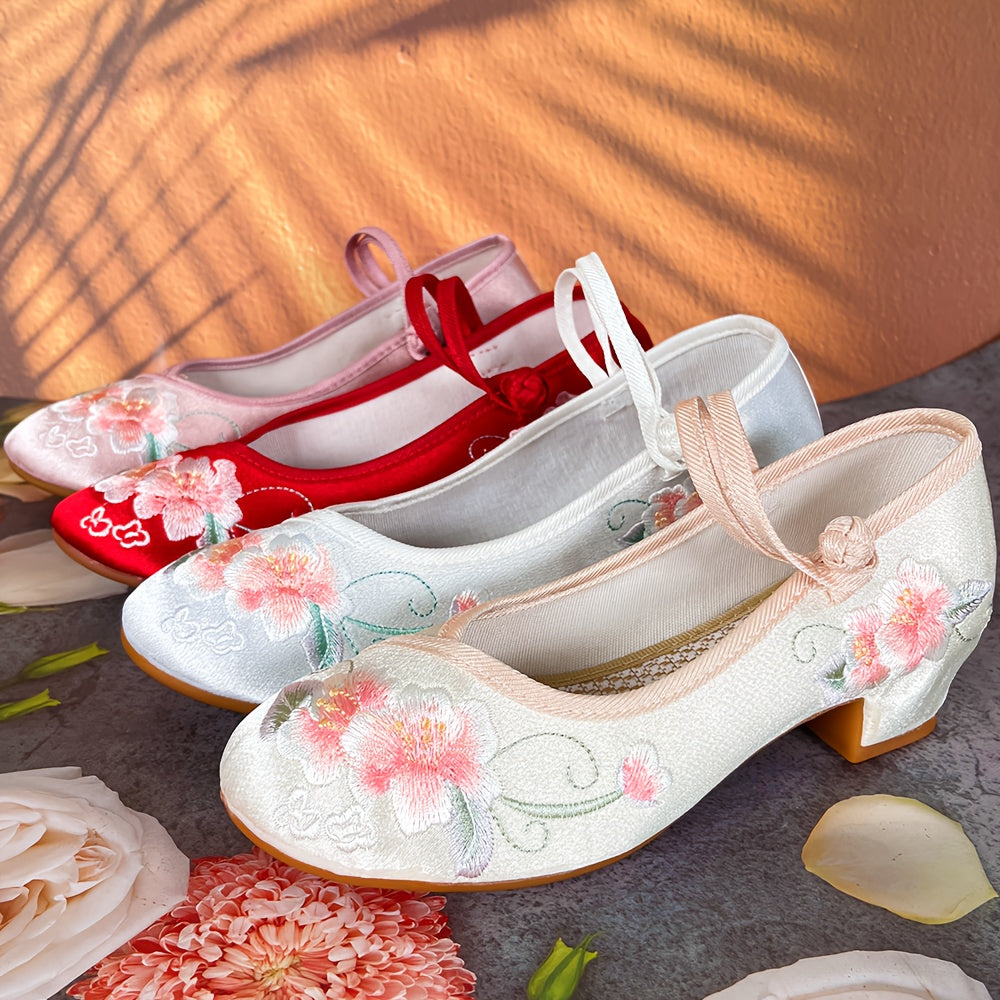 Women's Square Heel Shoes Ethnic Style Cheongsam Hanfu Light Fabric Rubber Sole