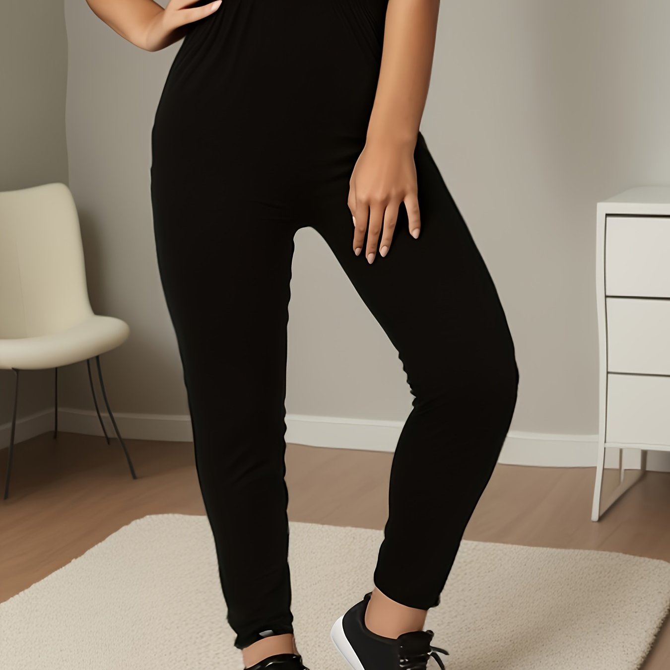 Plus Size Women's Skinny Leggings High Waist Stretchy Casual Spring Summer