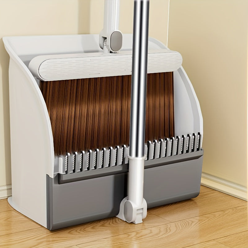 Hand Broom and Dustpan Set for Hard Floors with Plastic Handle and Hair-Resistant Design