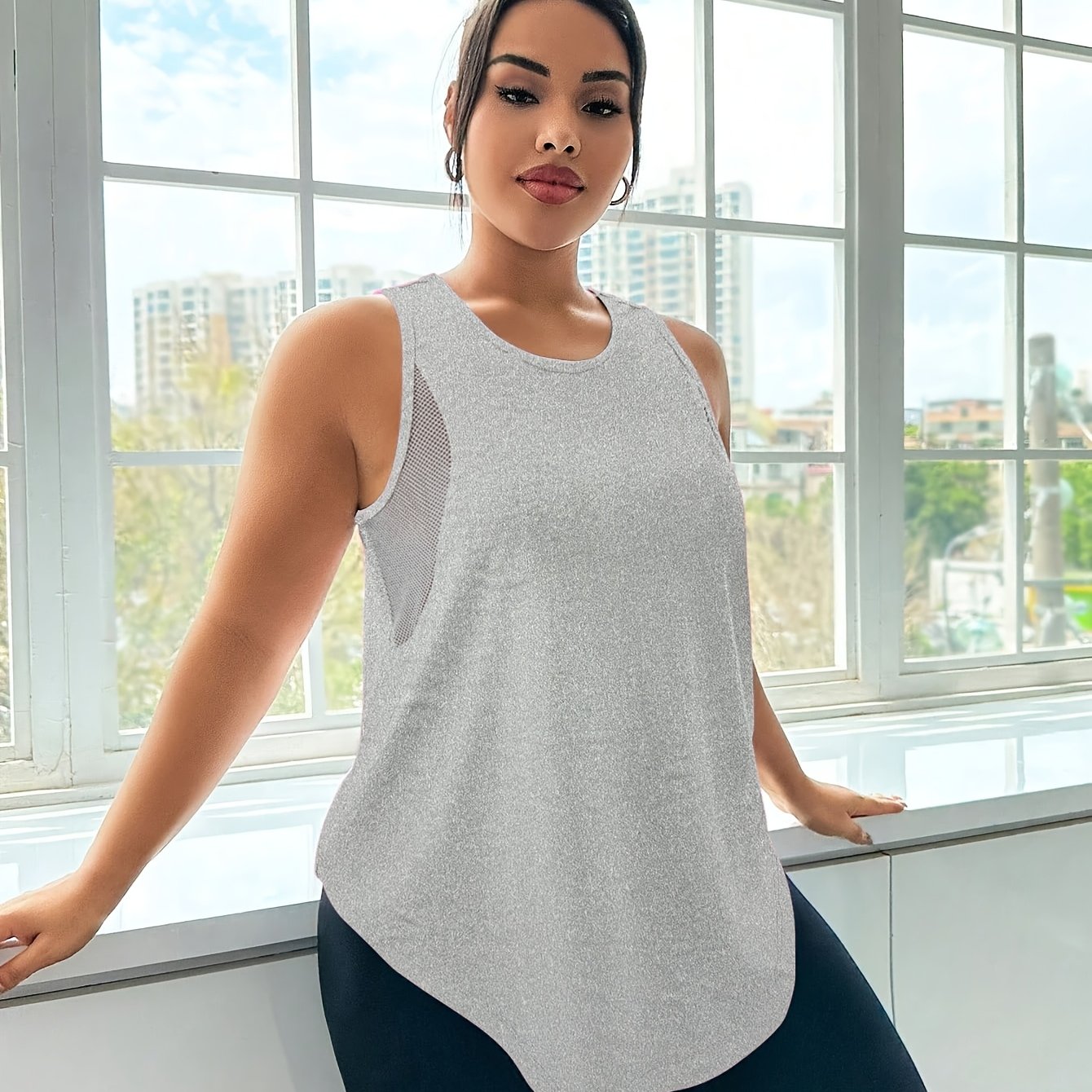 Women's Plus Size Breathable Mesh Sports Vest Sleeveless Activewear Top