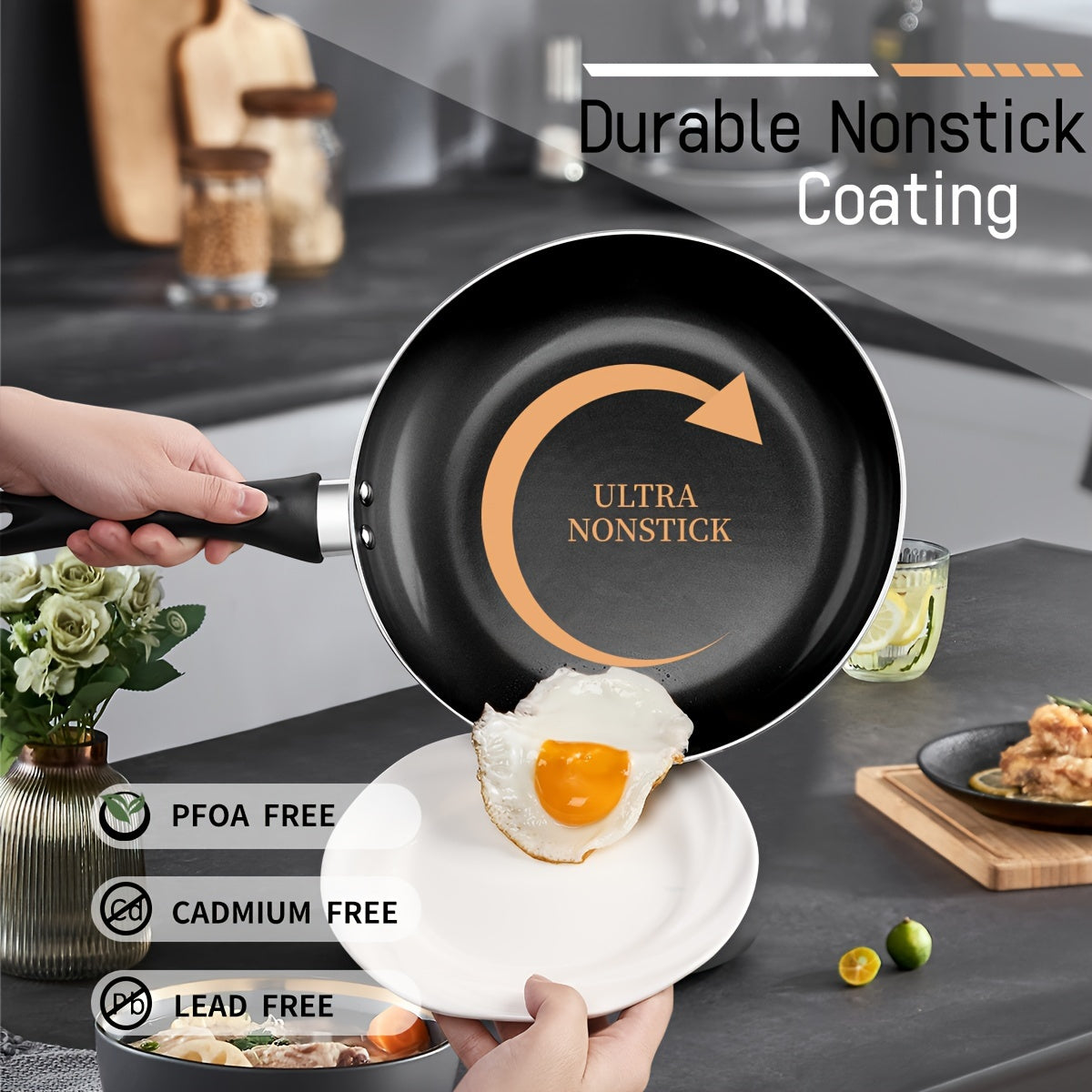 Juego de utensilios de cocina de aluminio antiadherente de 10 piezas con ollas y sartenes