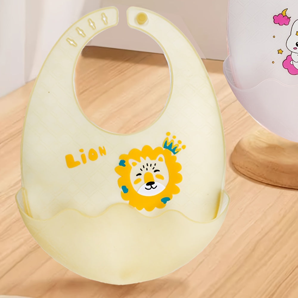 Baby Silicone Bib Waterproof Oil-Proof Food-Grade Cartoon Animal Design
