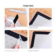 Ikki tomonlama sirpanmaydigan gilam yopishtiruvchi, yuviladigan sun'iy charm yopishtiruvchi lenta bilan, yog'och pollarga mos keladi. Kirish joyi, veranda yoki avtomobil uchun iz qoldirmaydigan mat yopishtiruvchi. Qog'oz materialidan tayyorlangan.