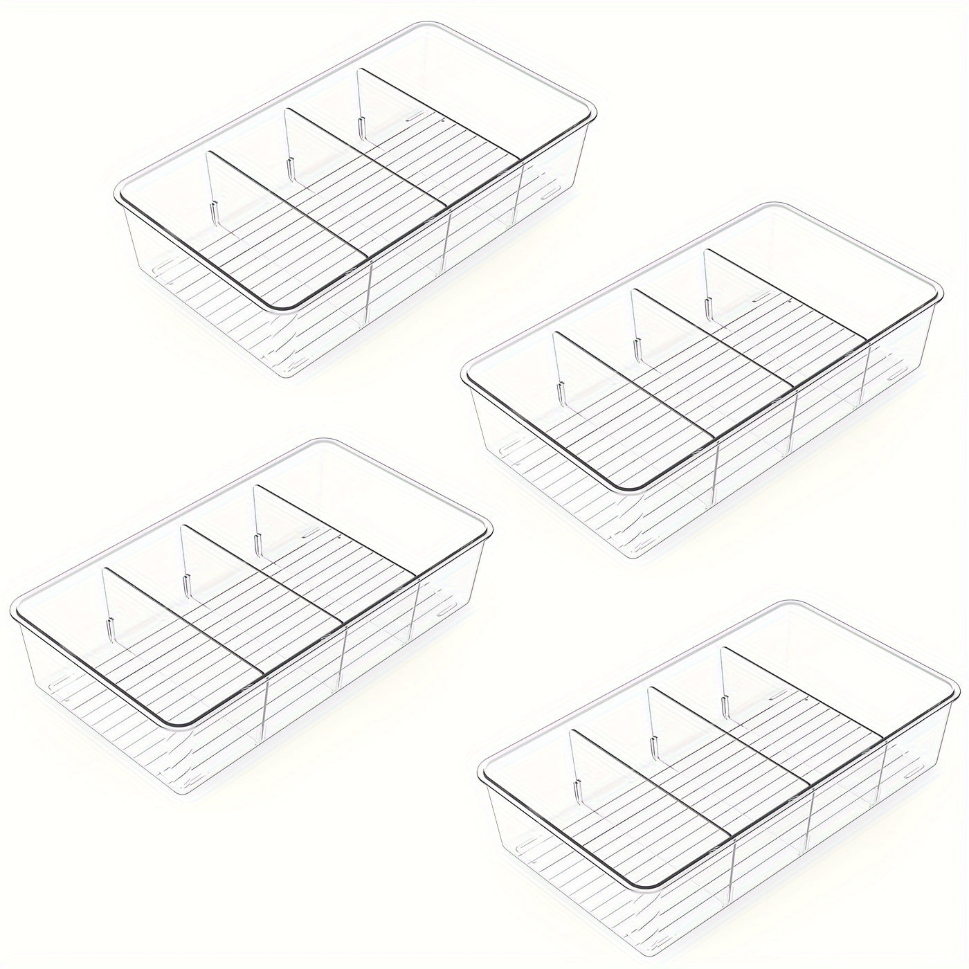 Oziq-ovqat saqlash tashkilotchilari qutilari, olib tashlanadigan atıştırmalıklar uchun likopcha bilan, oshxona va shkaflar uchun