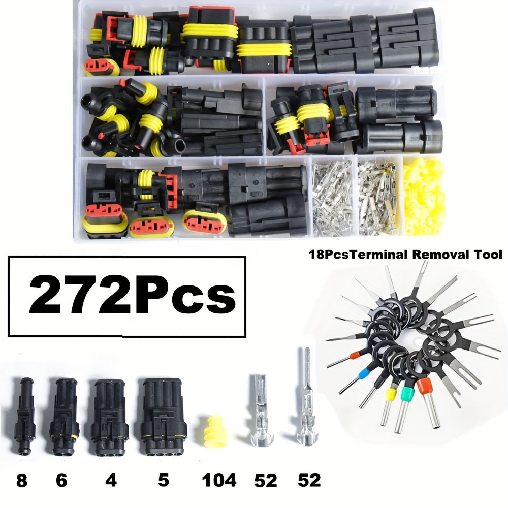 Male Female Electrical Connector Kit 2/10/12/20/40/272/370/640P Waterproof Wire for Car Boat Motorcycle