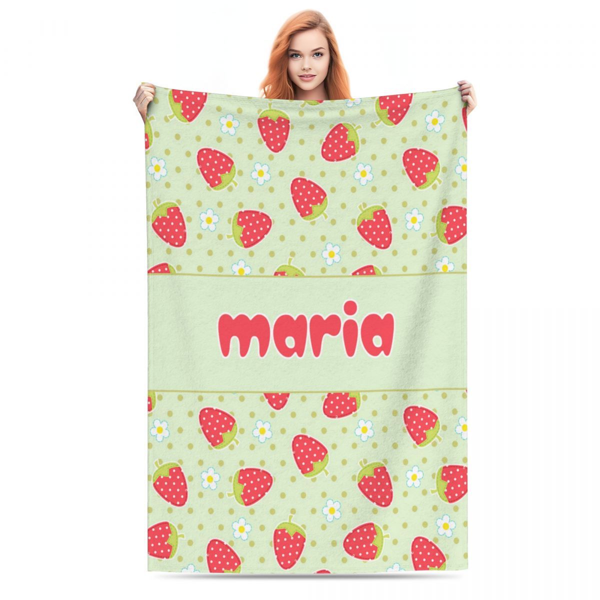 Personalized Strawberry Blanket for Girls and Women Soft Lightweight Throw for Travel and Gifts