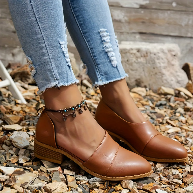 Women's Solid Color Ankle Boots Platform Chunky Heel Faux Leather