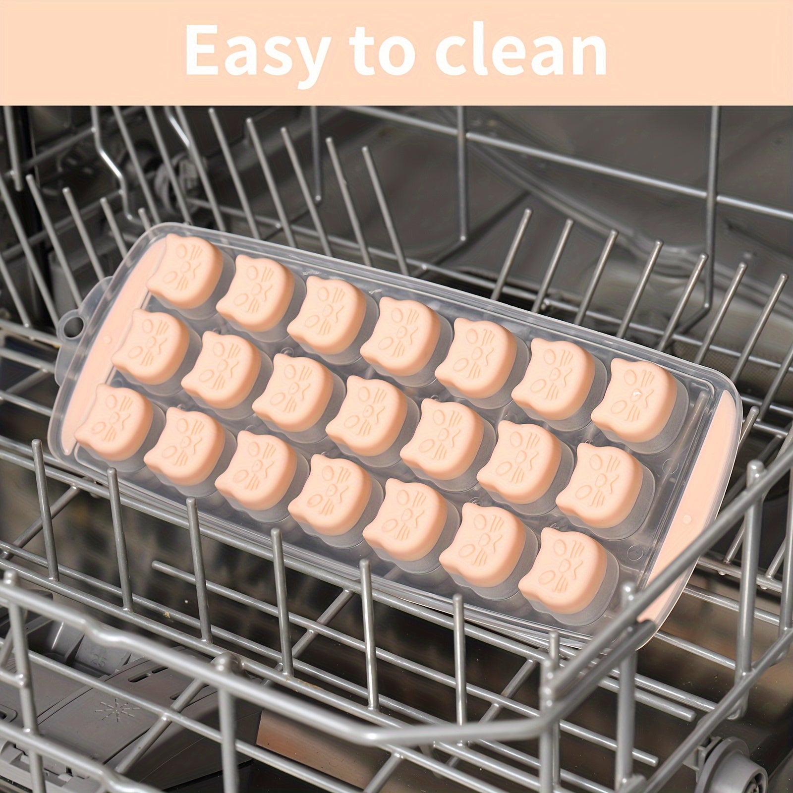 Cute Cat-Shaped Silicone Ice Cube Tray for Indoor Use, Orange