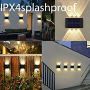 Solar-Powered LED Wall Sconce with 6 LEDs Warm Light Outdoor Plastic Semi Flush Mount