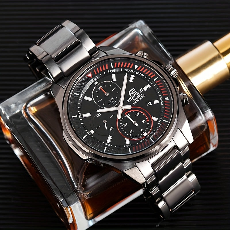 Men's Business Watch Sapphire Mirror Stainless Steel Band Date Stopwatch Quartz