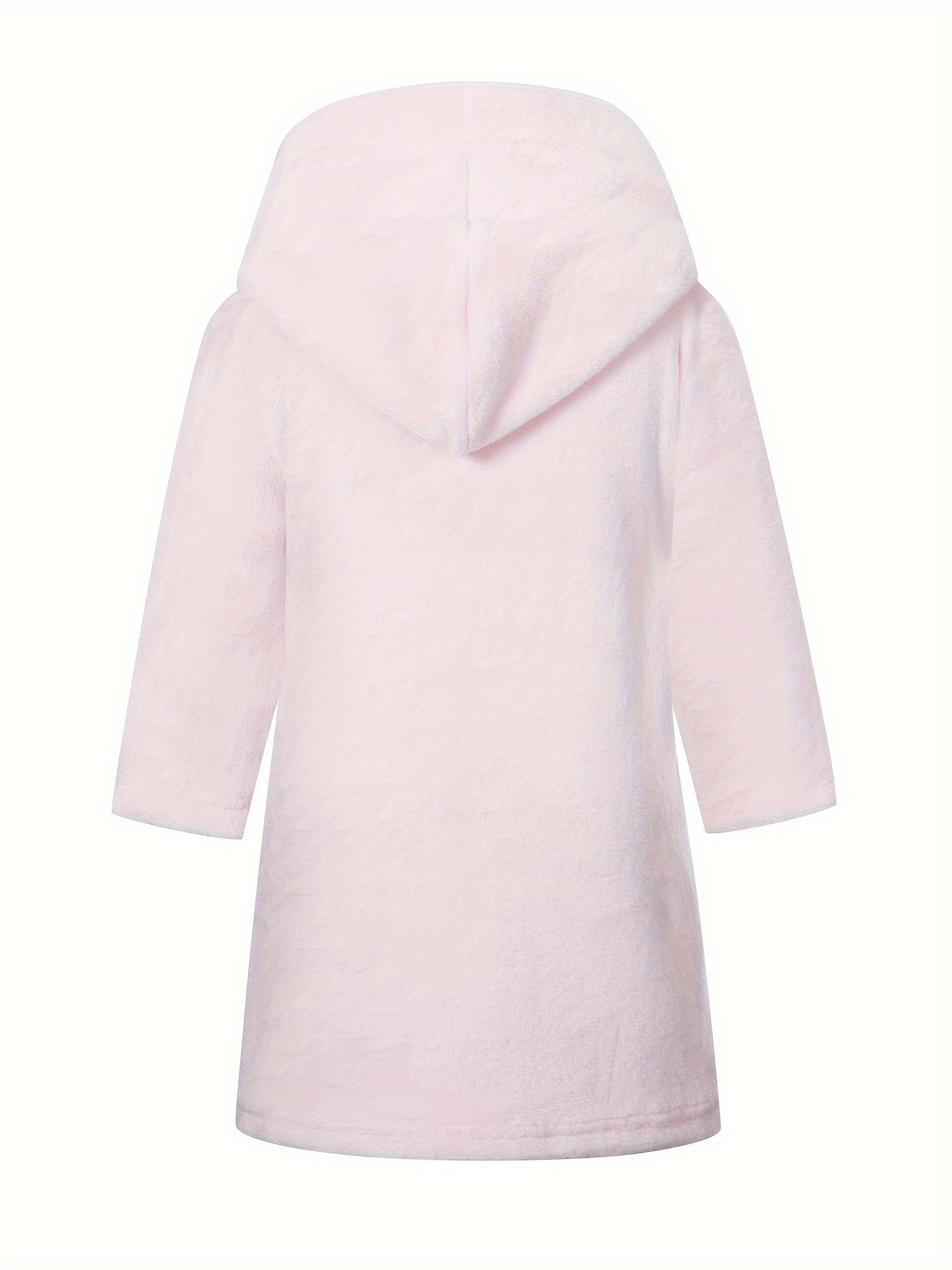 Children's Hooded Flannel Bathrobe for Kids Solid Color Coral Fleece Autumn Winter Lounge Wear