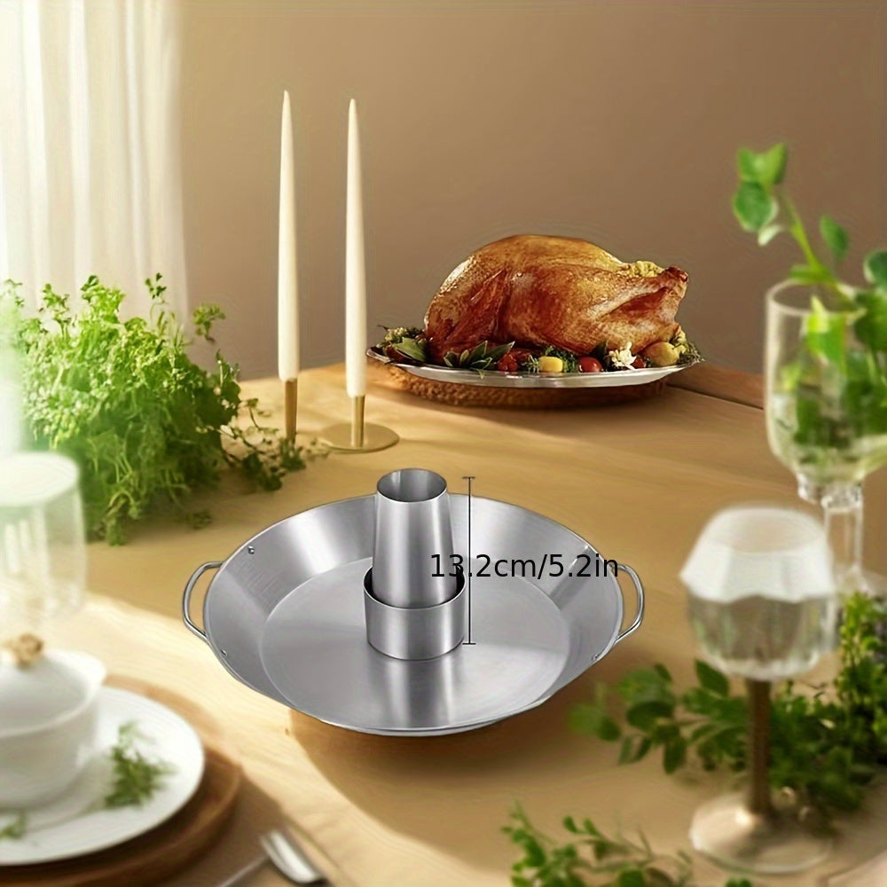 Stainless Steel Chicken Roaster Rack with Dual Handles Vertical BBQ Stand for Outdoor and Kitchen Use