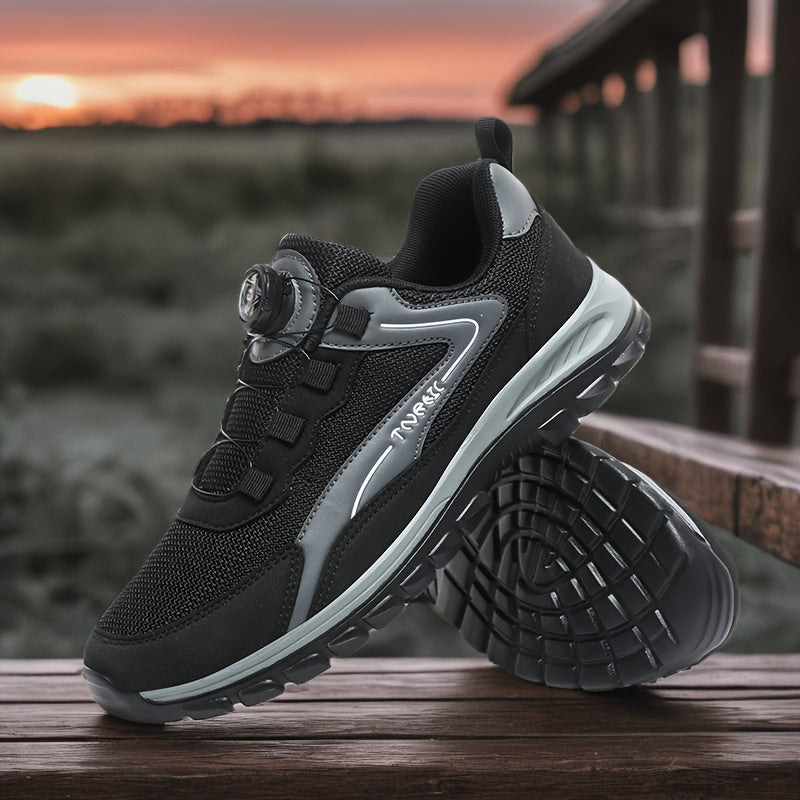Zapatos de exterior para hombres grandes, ligeros y casuales para senderismo con hebilla giratoria sin cordones